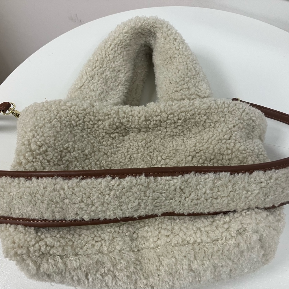 Cream and Brown Sherpa Shoulder Bag/Cross Body